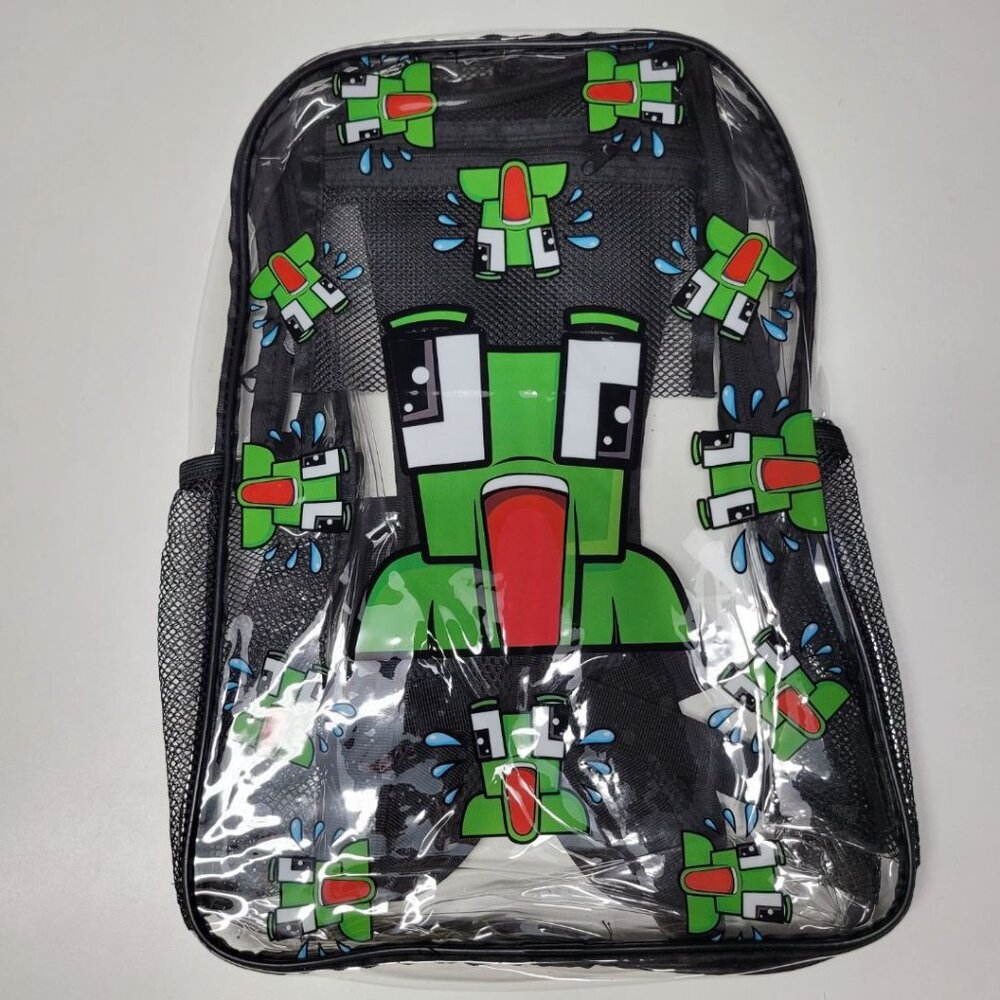 Unspeakable Frog Clear Backpack Black Padded Straps 17‎ Inch School Transparent